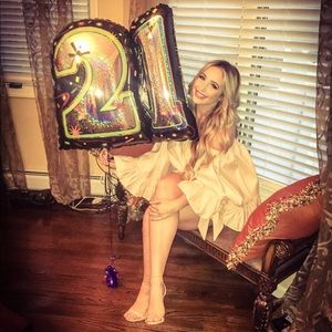 C/MEO COLLECTIVE Off Shoulder Pale Pink Pearl Romper